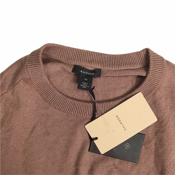 Halogen Soft Cotton Blend Crew Neck Sweater Comfy Button Cuff Brown Clove Sz XS - Picture 4 of 4